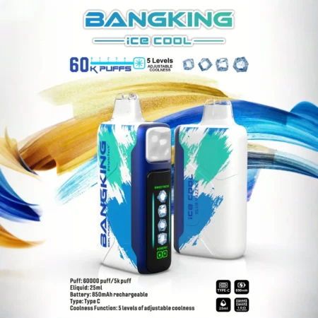 Bang King 60000 拋棄式電子煙｜LED 電量螢幕 × 五檔冰感控制｜大容量續航・多款口味 - 電子煙潮流商城
